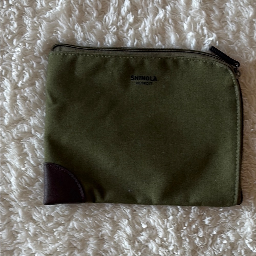 Shinola Green and Brown Toiletry Bags Durable Canvas